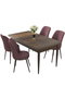 Hanah Home Juego de Mesa y Sillas de Comedor, Barroco, Rosa Polvoriento, Tablero Partículas y Metal